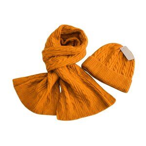 Tigerstars Orange Cable Knit Scarf Beanie Hat Set